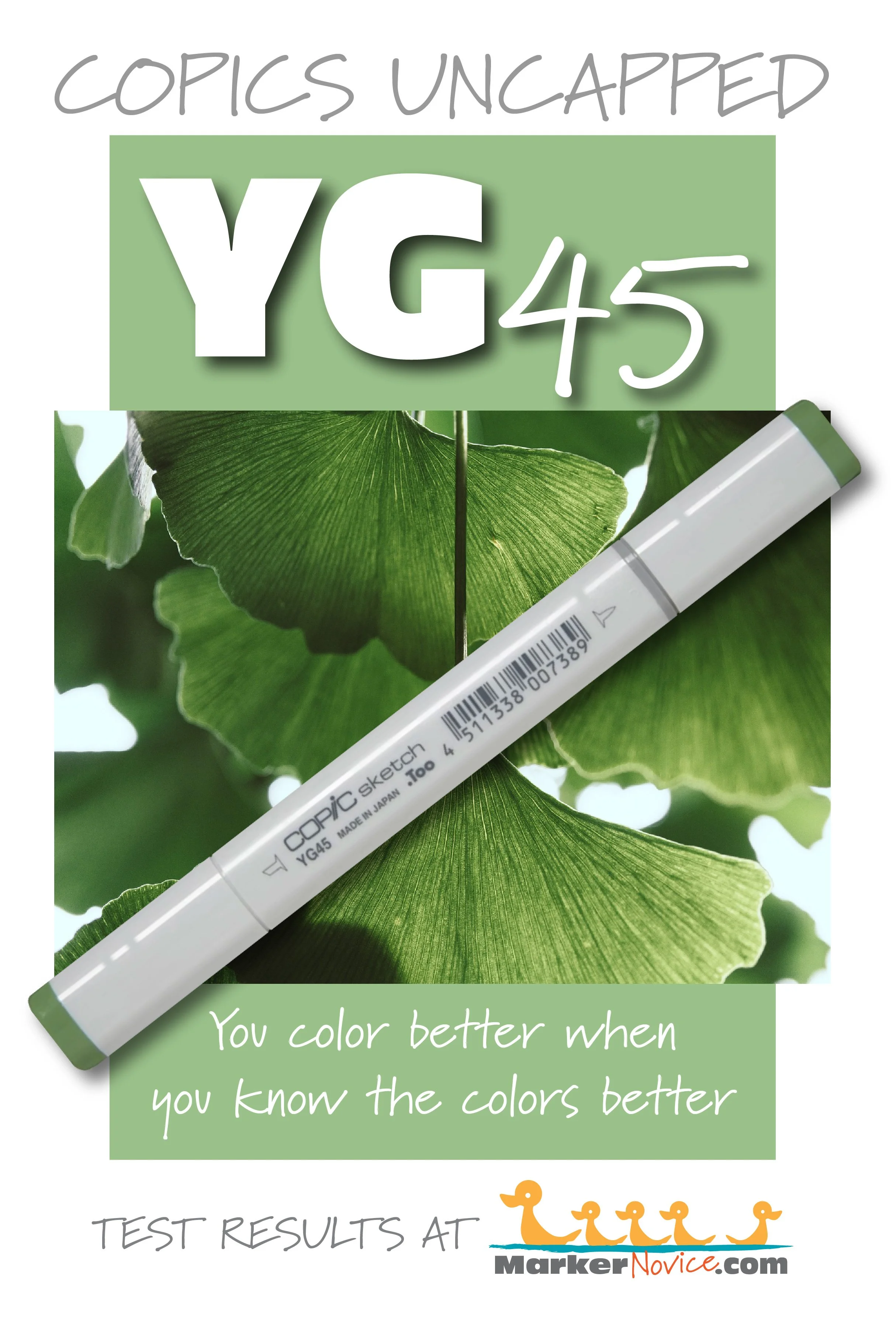 YG45 Cobalt Green: Copics Uncapped (Marker Swatch, Ink Testing